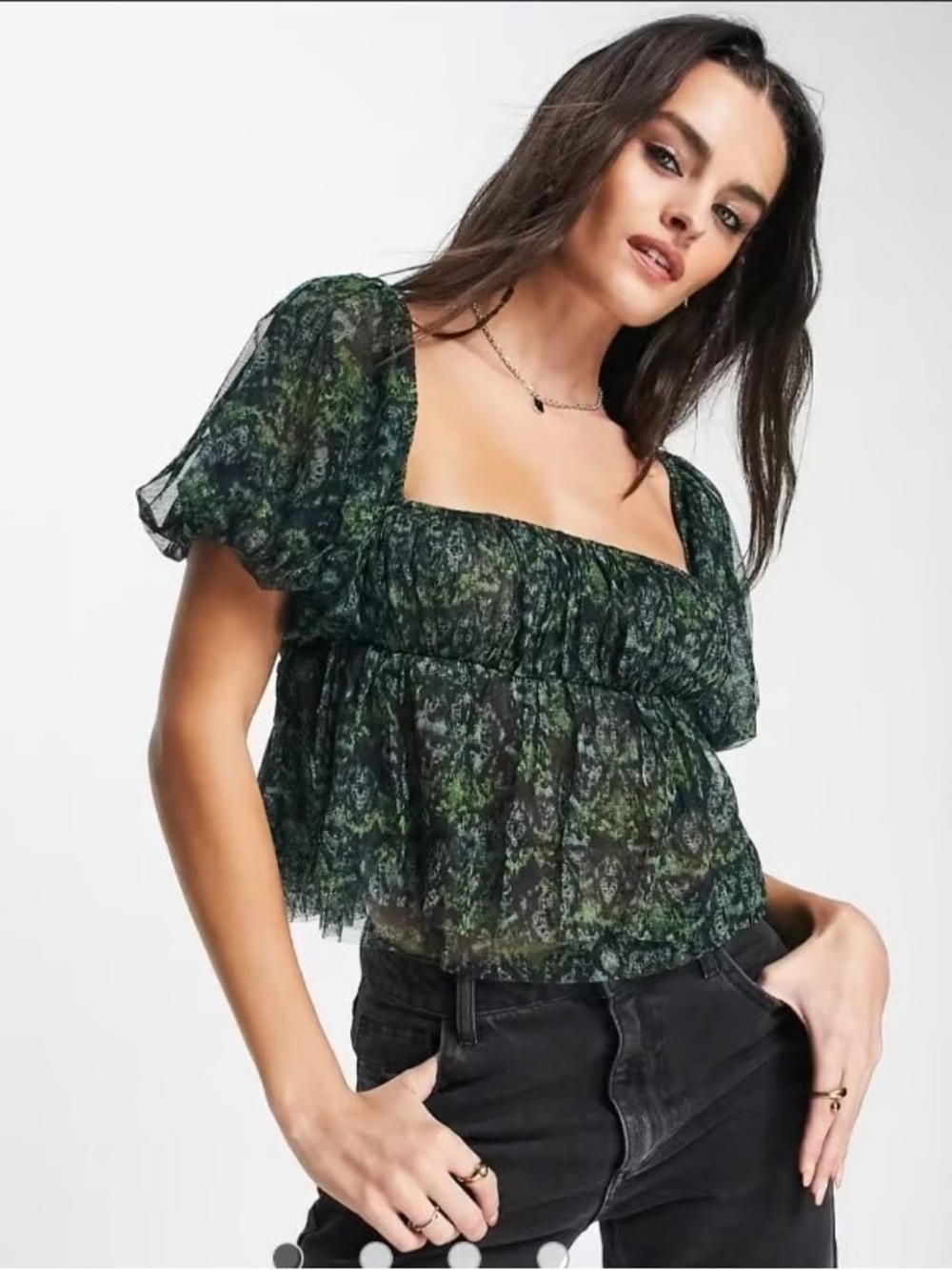 Free People green and blue tulle top – size XS.
